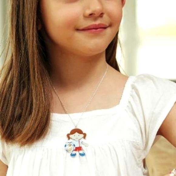 Vantel Pearls "Little Pearl Girl" Sterling Silver Soccer Necklace - Picture 5 of 5